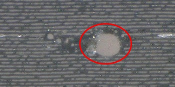 コンデンサ内部の電極溶融を確認