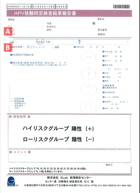 HPV核酸同定検査報告書