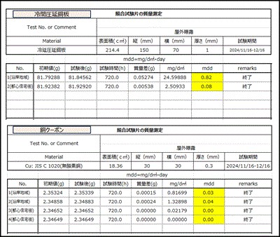 腐食速度　データイメージ