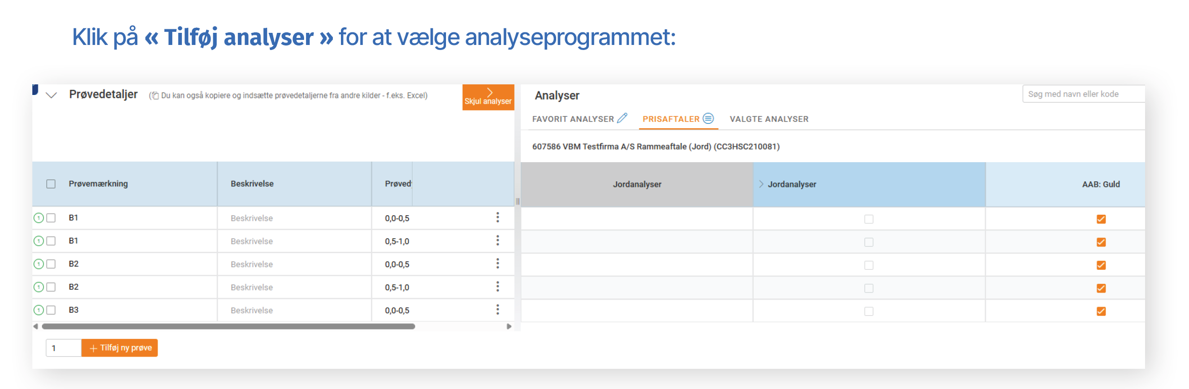 Eurofins Online tilføj analyser