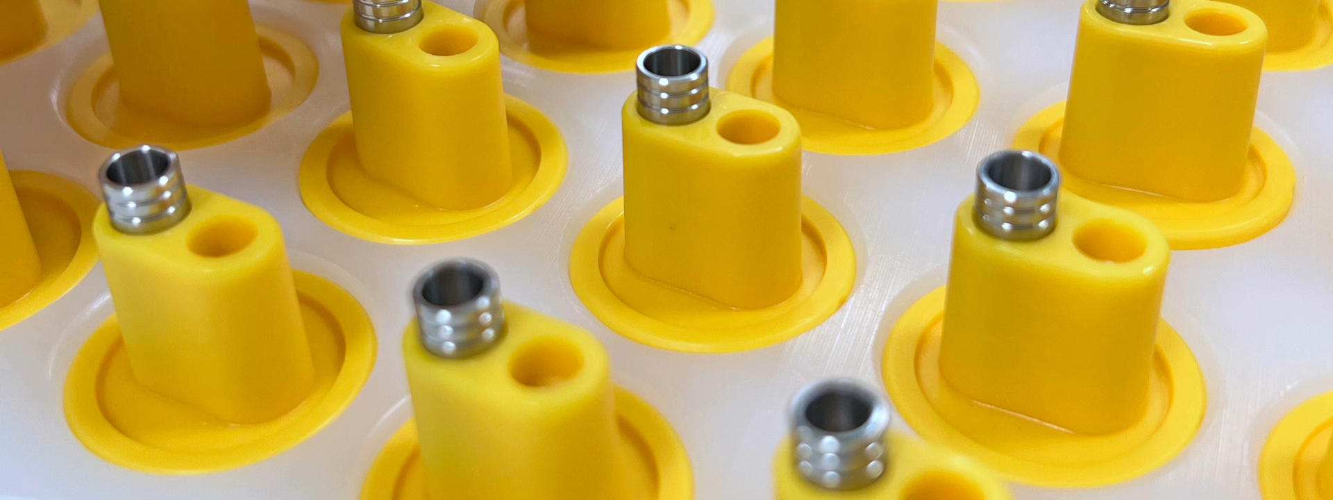 Assembly of medical device components under cleanroom conditions.