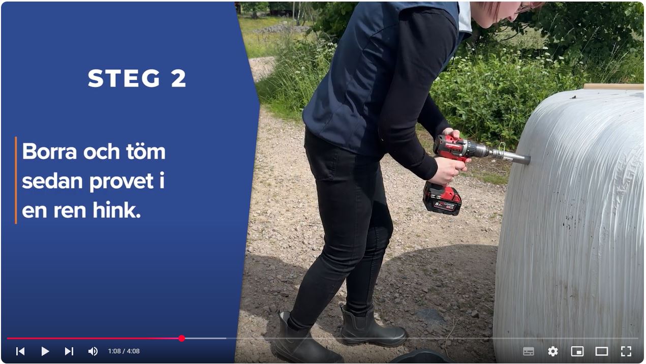 Video av prøvetaking av grovfôr i ball med bor