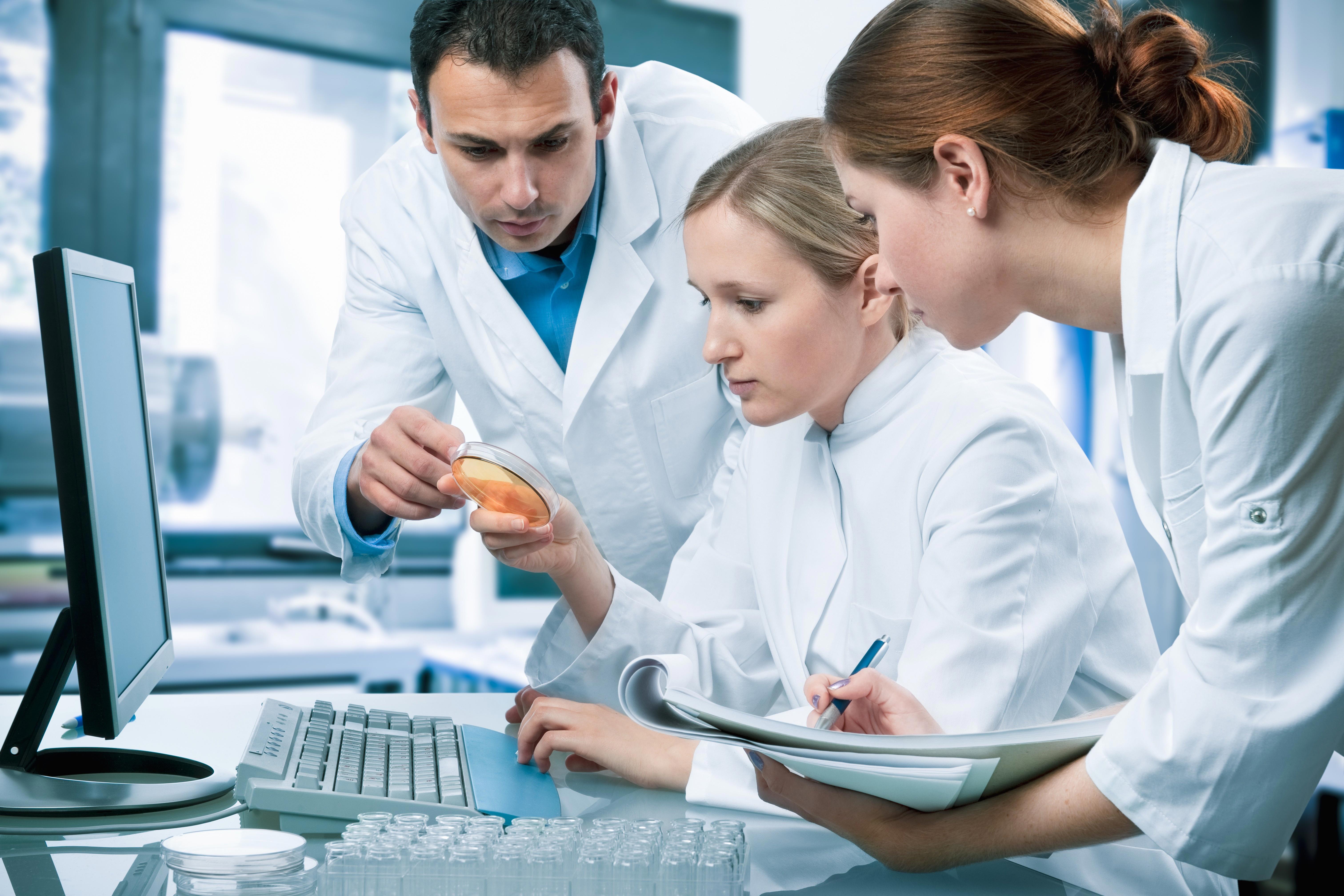 group of scientists working at the laboratory