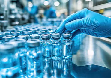 Technicien de laboratoire chez Eurofins Biopharma Product Testing inspectant des flacons stériles dans le cadre de la validation des systèmes d’administration et de packaging pharmaceutique. Cette étape critique garantit la conformité des contenants primaires, la sécurité des produits injectables et le respect des normes qualité en environnement contrôlé. Image illustrant les bonnes pratiques de fabrication (BPF), le contrôle qualité et la traçabilité en industrie pharmaceutique.