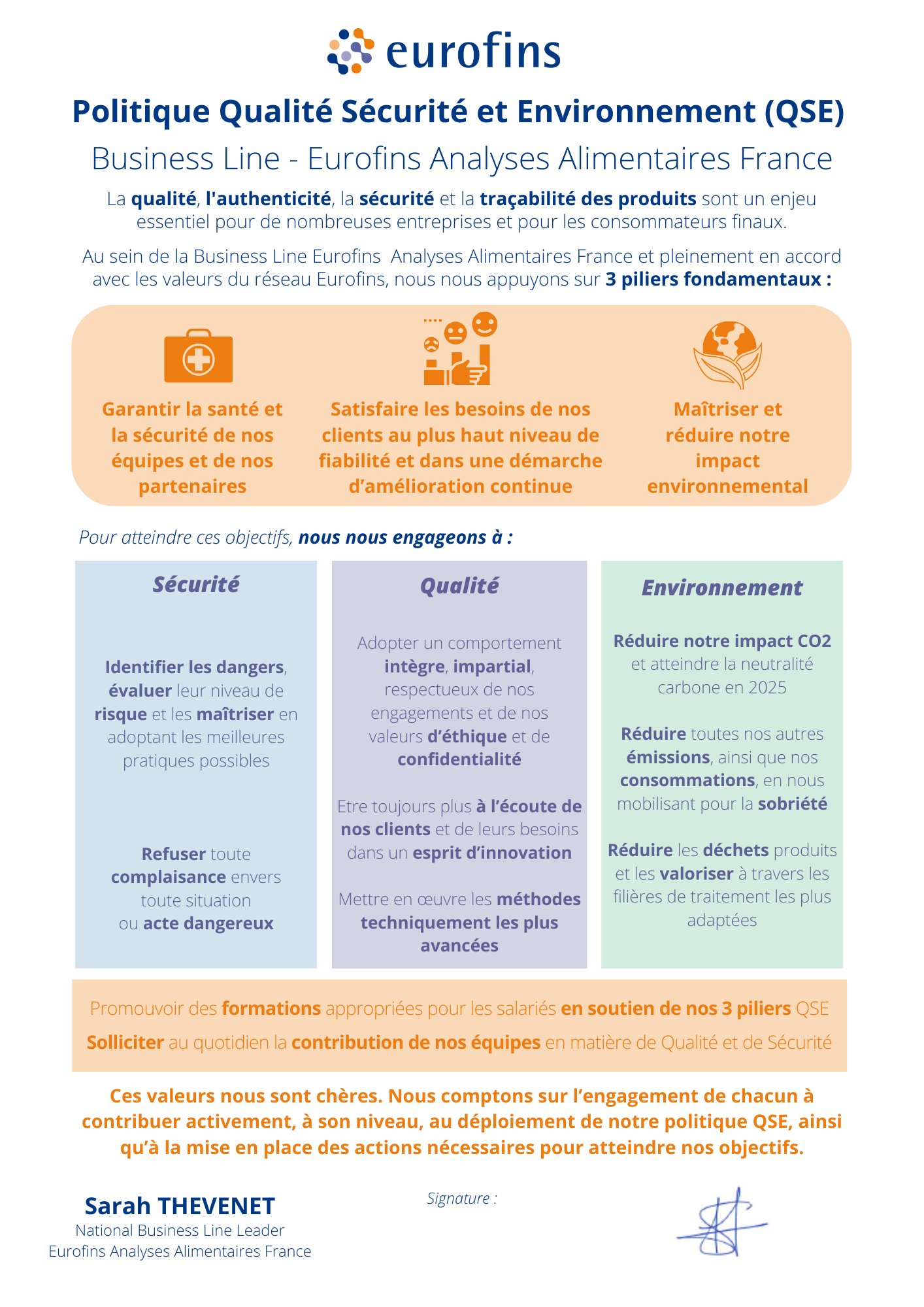 Politique QSE Eurofins Food & Feed Testing France