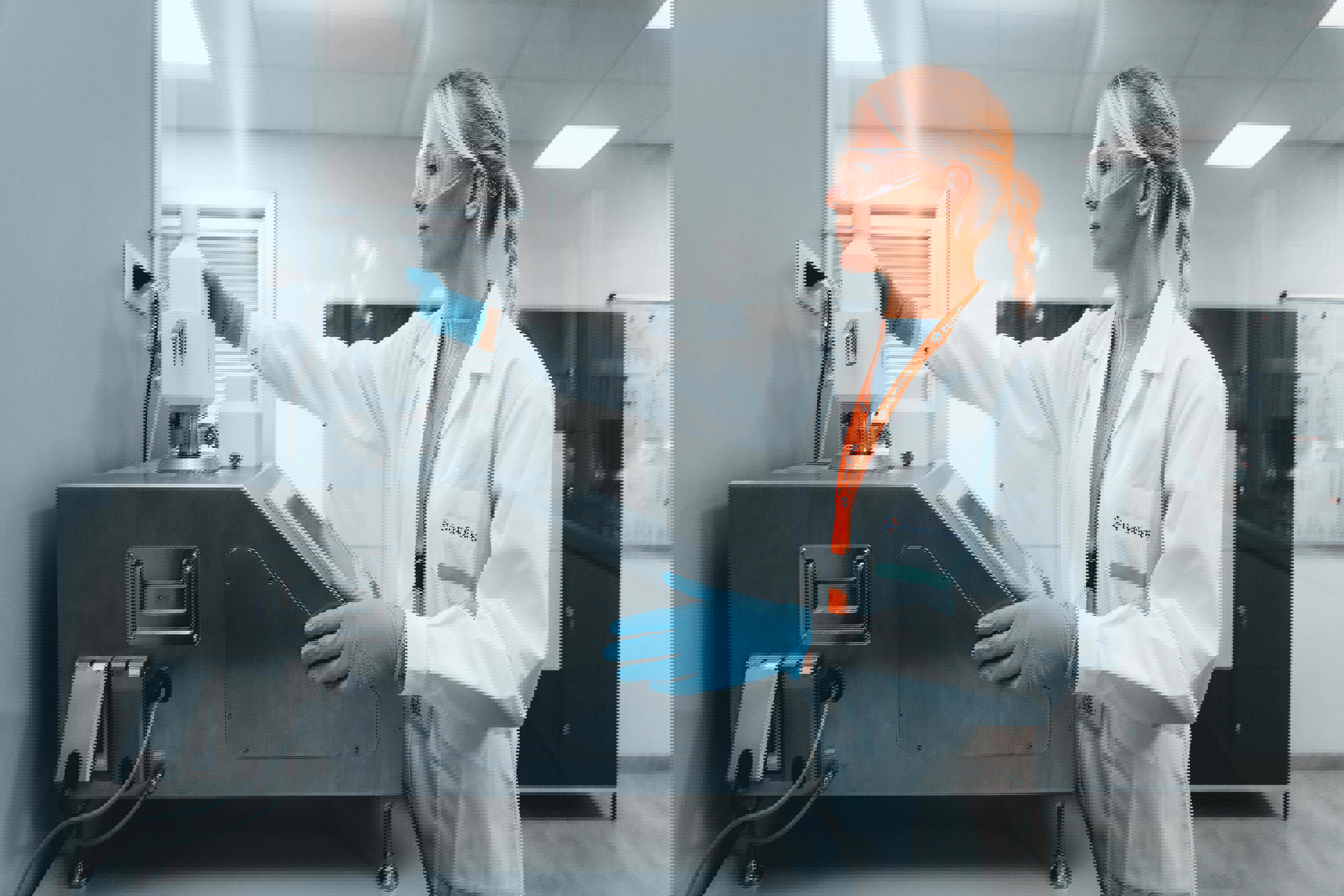 Technicien de laboratoire Eurofins Bio Pharma Product Testing effectuant une caractérisation des matériaux d'emballage dans un laboratoire pharmaceutique certifié GMP, à l’aide d’un équipement analytique de pointe, illustrant les services de test de compatibilité, de contrôle qualité et de conformité réglementaire pour les contenants primaires et secondaires des produits biopharmaceutiques.