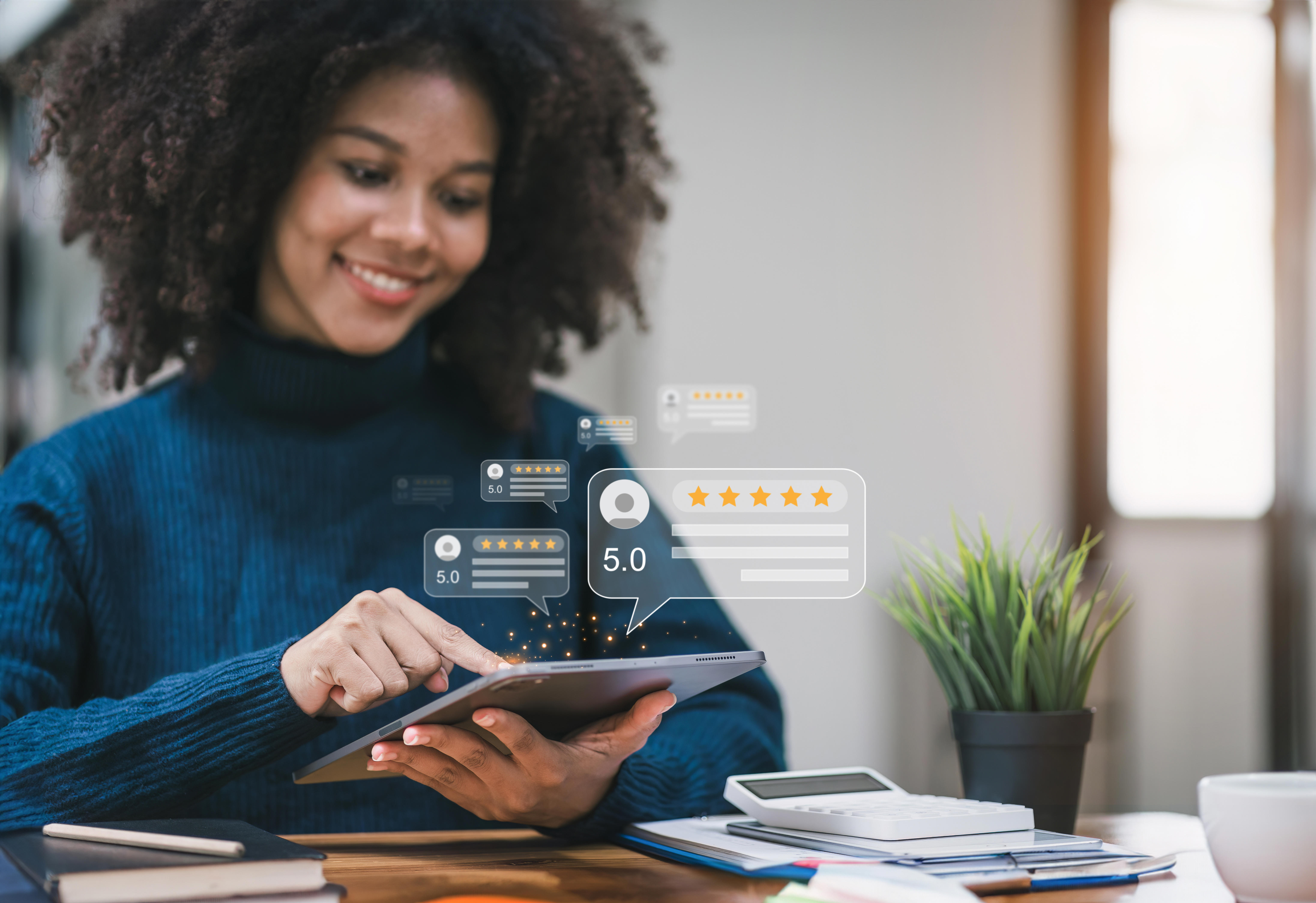 close-up-of-african-american-customer-writing-reviews-hand-pressing-on-a-smartphone-screen-with-a-golden-five-star-rating-feedback-icon-concept-of-rating-and-feedback-for-evaluation
