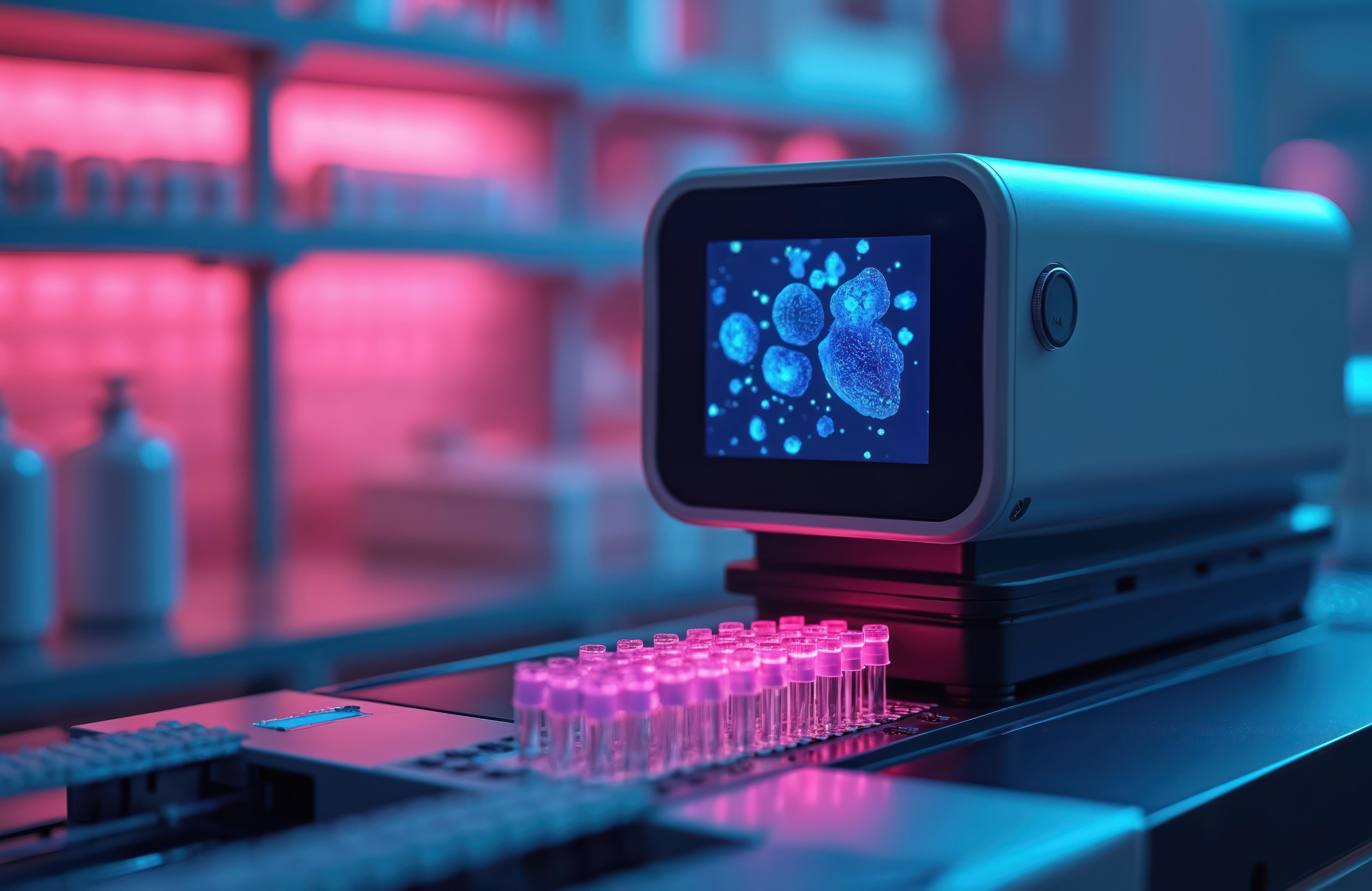 close-up-of-a-flow-cytometer-analyzing-cells-on-a-screen-laboratory-equipment-with-glowing-pink-test-tubes-in-foreground-adobestock_1900198853
