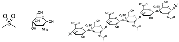 Figure 2. MSM (Left), Glucosamine (Middle), and Chondroitin Sulfate (Right).